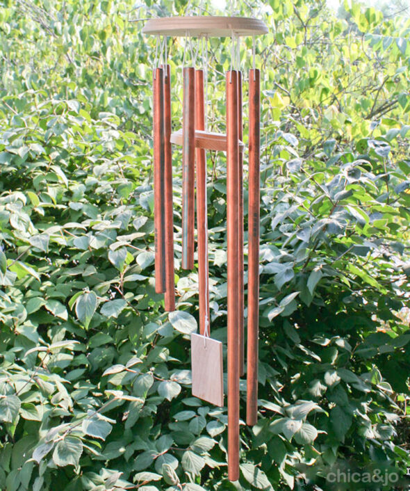 27" Lucky 10 Tube Rectangular Wind Chime Bamboo Red Wood Garden Ornament Drop ^