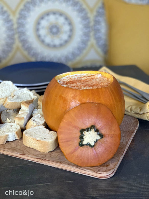 Pumpkin cheese fondue appetizer