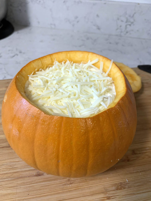 Pumpkin cheese fondue appetizer