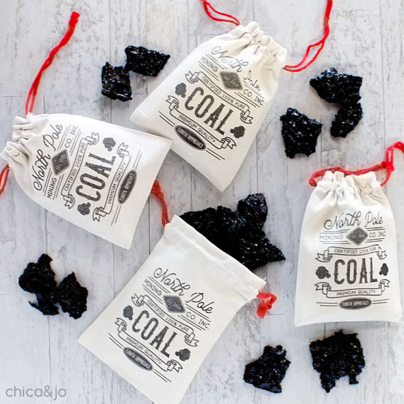 Christmas Candy Coal Favor Bag