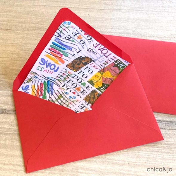 Custom lined envelopes for Valentine's Day
