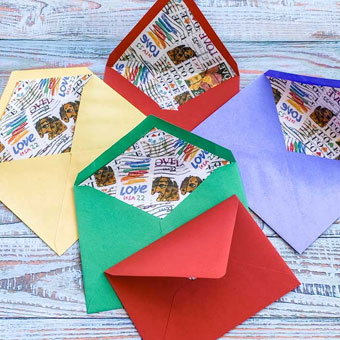 Custom Lined Envelopes for Valentines Day
