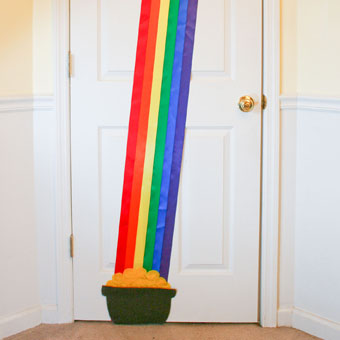 St. Patrick's Day Door Decoration with Rainbow and Pot of Gold