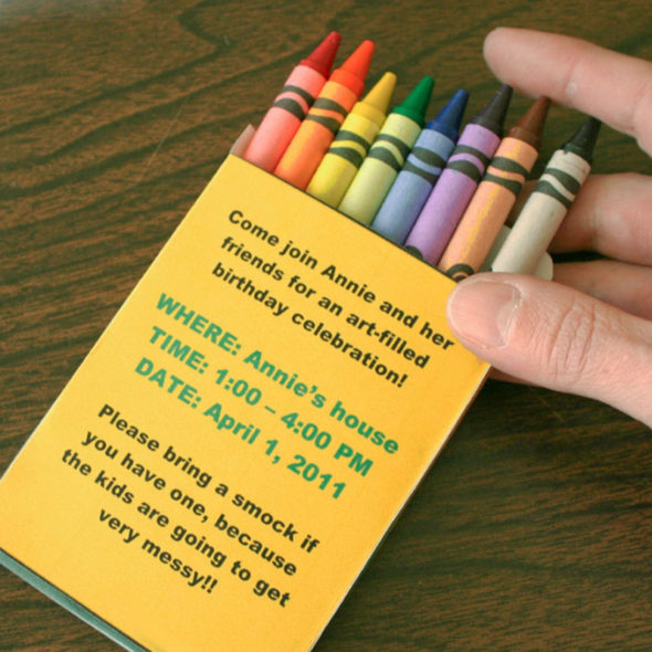 Custom crayon box invitation and crayon wrappers