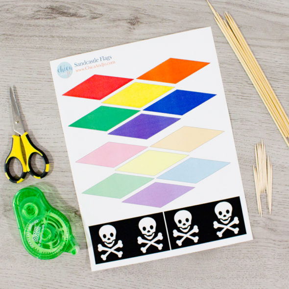 Printable sandcastle flags and pirate flags