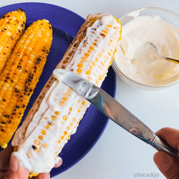 Easy Elotes recipe for grilled Mexican street corn