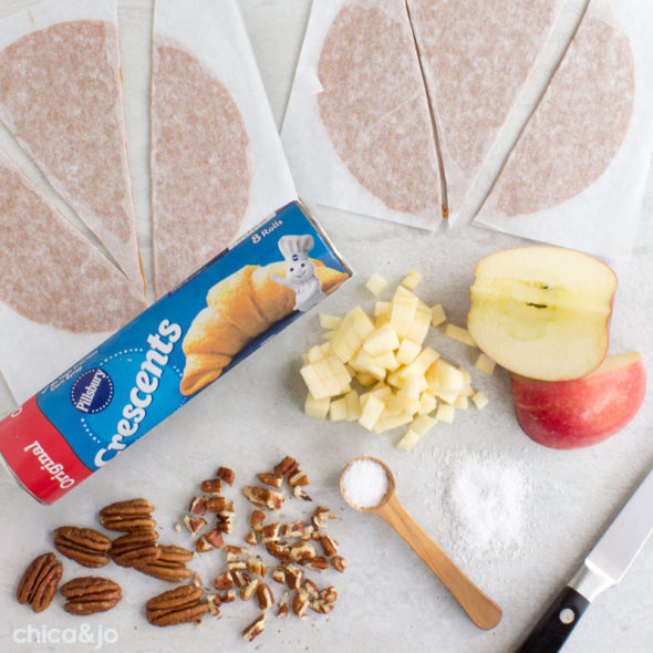 Caramel apple and pecan crescent rolls