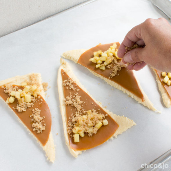 Caramel apple and pecan crescent rolls