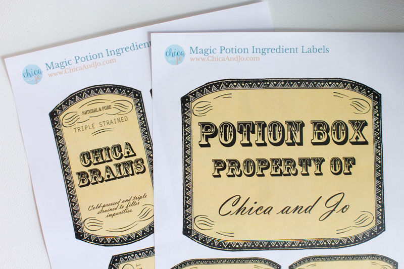 magic potion ingredient labels chica and jo