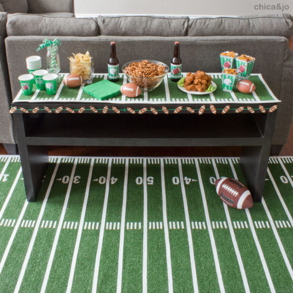 Super Bowl party ideas football field area rug