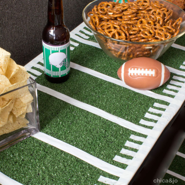 Super Bowl party ideas football field table runner