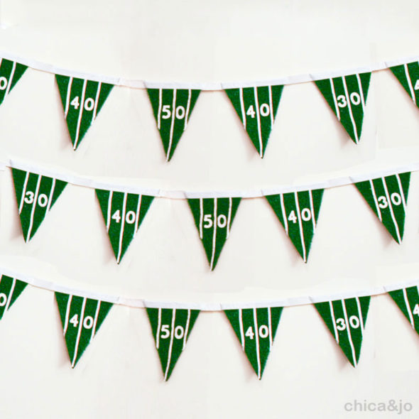 Super Bowl party ideas football field pennants