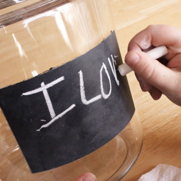 Chalkboard cookie jar for Valentine's Day