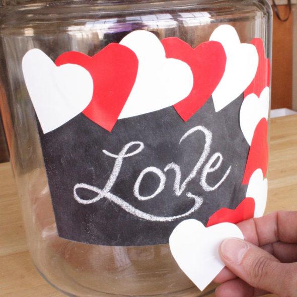 Chalkboard cookie jar for Valentine's Day