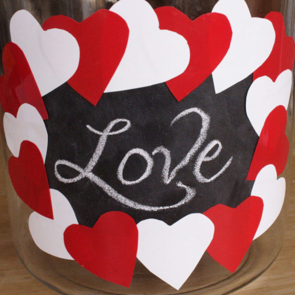 Chalkboard cookie jar for Valentine's Day