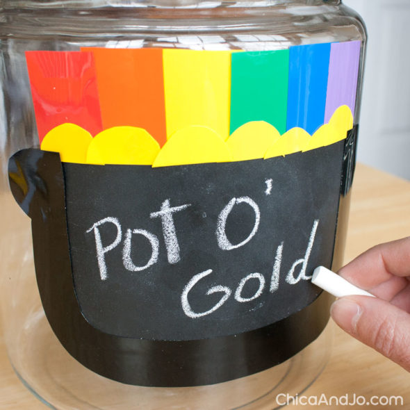 Chalkboard cookie jar for St. Patrick's Day