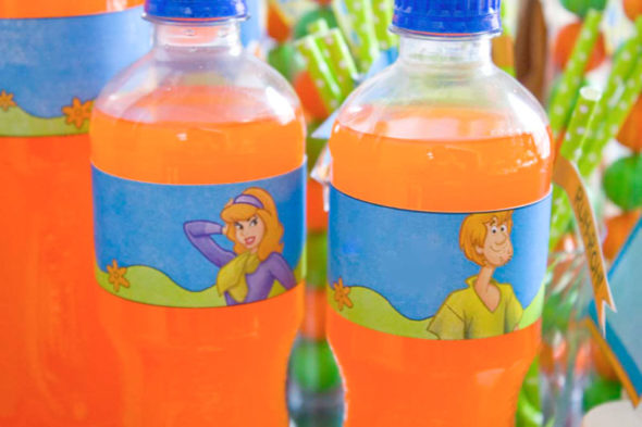 Scooby Doo party printables water bottle wraps
