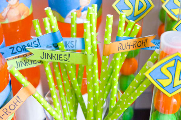 Scooby Doo party printables straw flags
