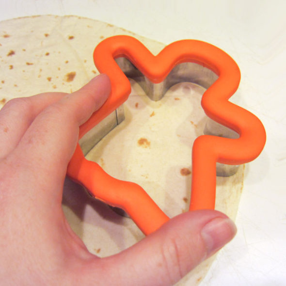 Halloween black bean dip with ghost-shaped tortillas