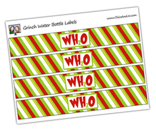 Grinch printable water bottle labels