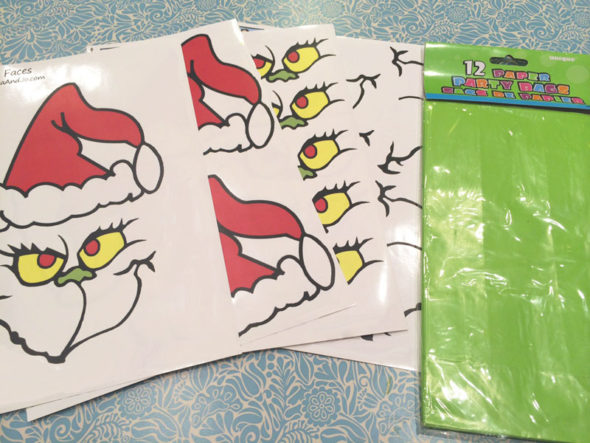 Grinch face favor bag printables