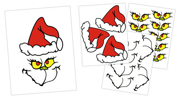 Grinch face favor bag printables