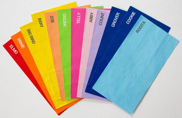 Sesame Street characters colors paper bags