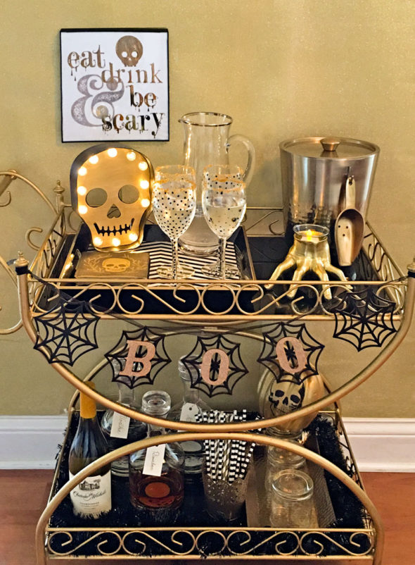 Style a Halloween bar cart