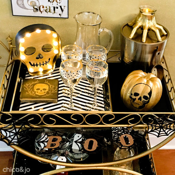 Style a Halloween bar cart