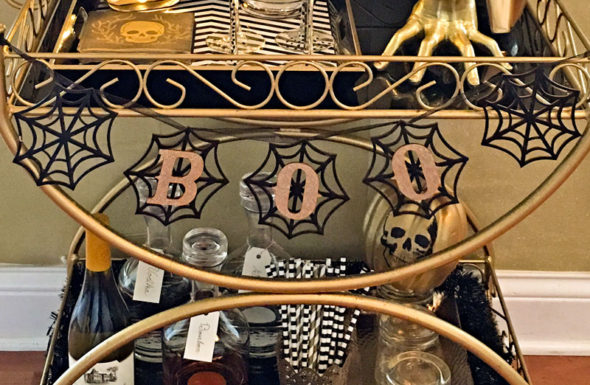 Style a Halloween bar cart