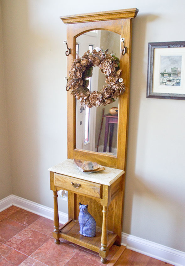 Chalk paint hall tree makeover