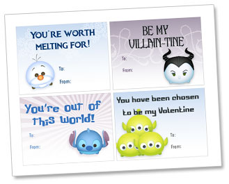 Printable Disney Tsum Tsum Valentine's Day cards