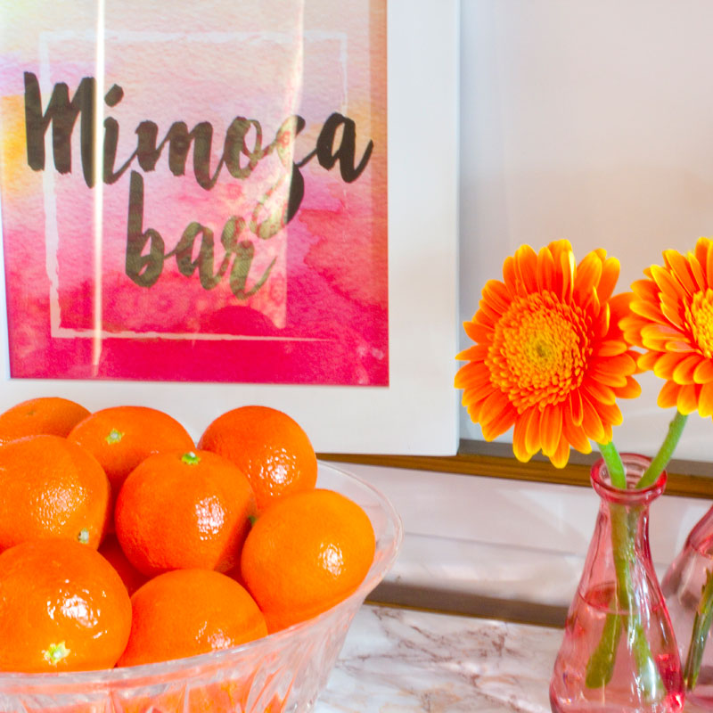 Mimosa Bar setup and free shower printables