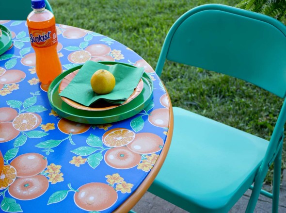 Flea market redo folding table and metal chairs