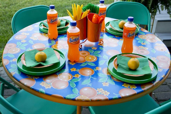 Flea market redo folding table and metal chairs