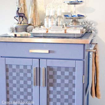 Buffalo Check Kitchen Cart Makeover