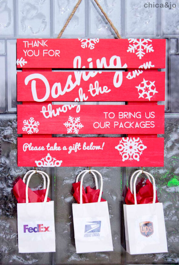 Dashing Through The Snow - Unique door hanger Christmas gifts for delivery drivers
