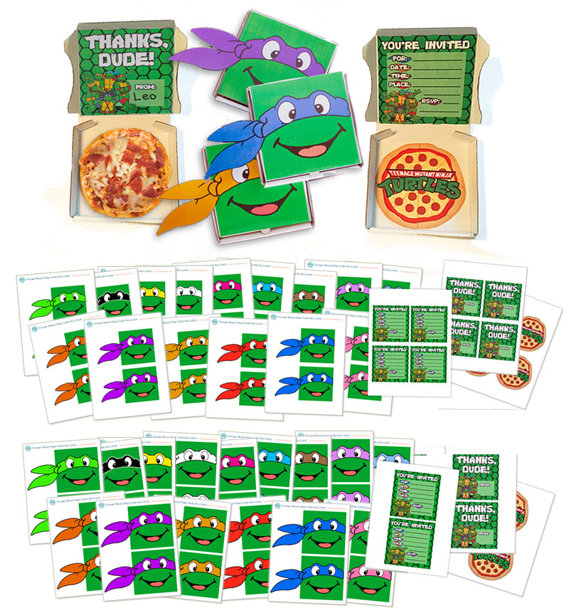 Personal Size Ninja Turtles Birthday Party Pizza Box 