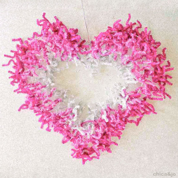 DIY Valentine's Day Heart Wreath with Pipe Cleaners