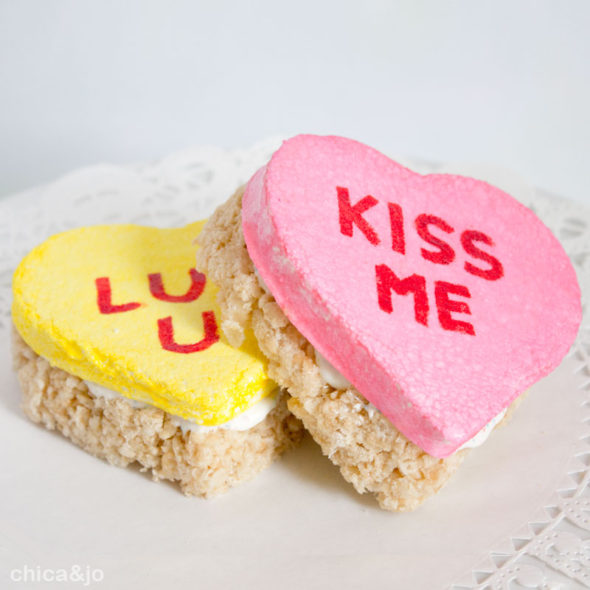 Valentine's Day Rice Krispies Treats Conversation Hearts