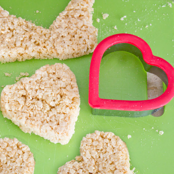 Valentine's Day Rice Krispies treats conversation hearts