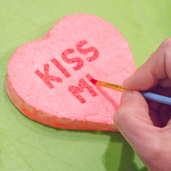 Valentine's Day Rice Krispies treats conversation hearts