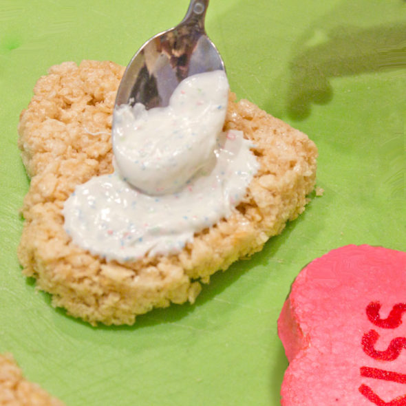 Valentine's Day Rice Krispies treats conversation hearts