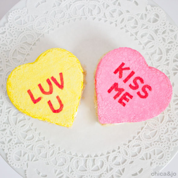 Valentine's Day Rice Krispies treats conversation hearts