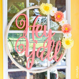 Hula Hoop Wreath and Door Makeover