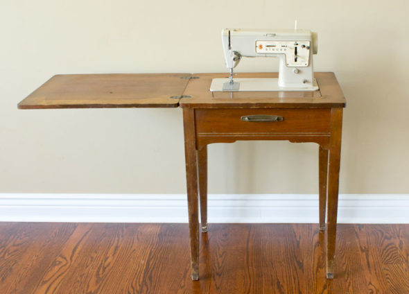 Turn a vintage sewing table into a bar cart