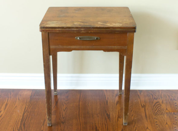 Turn a vintage sewing table into a bar cart