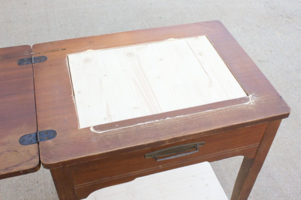 Turn a vintage sewing table into a bar cart