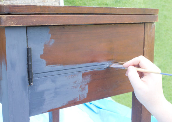 Turn a vintage sewing table into a bar cart