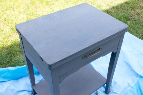 Turn a vintage sewing table into a bar cart